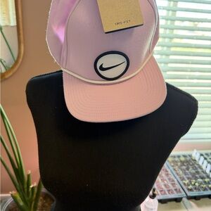 Nike Light Pink Rope-Trim Trucker Hat with Black Swoosh